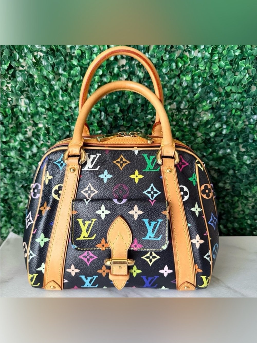 Louis Vuitton Murakami Black Multicolor Priscilla Monogram Handbag - Picture 2 of 16
